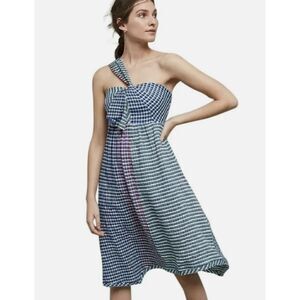 Maeve Anthropologie Waverly Midi Dress Women's 14 Multicolor Plaid One Shoulder